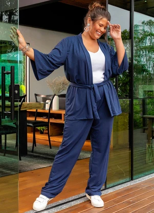 Marguerite - Conjunto Azul Marinho em Canelado - MARGUERITE