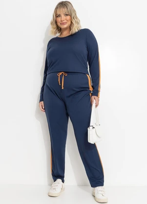 Marguerite - Conjunto Azul Marinho em Malha com Contraste - MARGUERITE