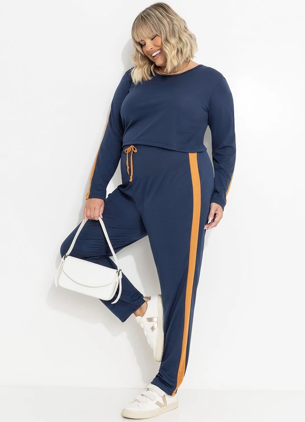 Marguerite - Conjunto Azul Marinho em Malha com Contraste 3