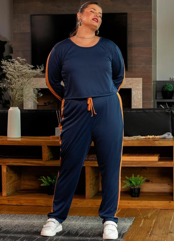 Marguerite - Conjunto Azul Marinho em Malha com Contraste 6