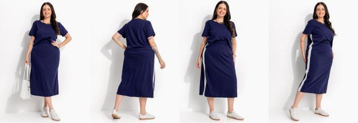 Conjunto Azul Marinho em Malha de Algod�o