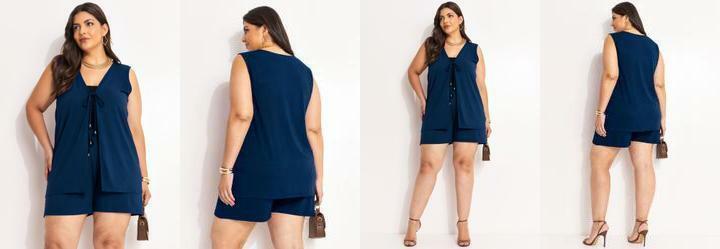 Conjunto Azul Marinho em Malha de Viscose