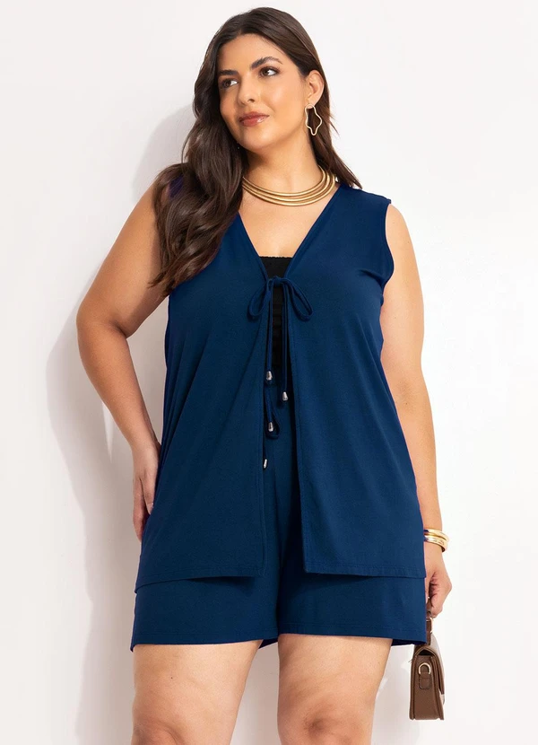 Marguerite - Conjunto Azul Marinho em Malha de Viscose