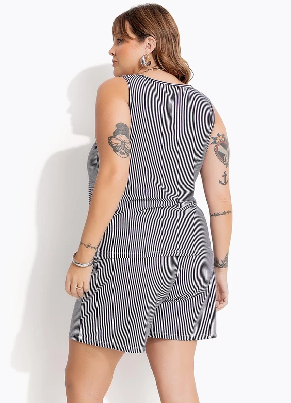 Marguerite - Conjunto Azul Marinho em Meia Malha Listrada 2