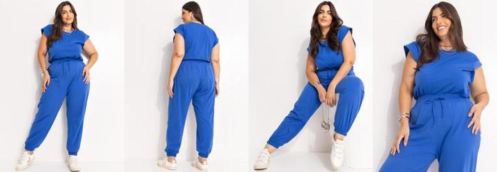 Conjunto Azul Royal em Malha de Algodo