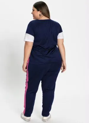 Marguerite - Conjunto Blusa e Calça Marinho Plus Size - MARGUERITE