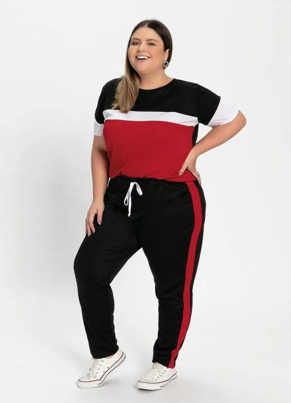 Marguerite - Conjunto Blusa e Calça Tricolor Plus Size