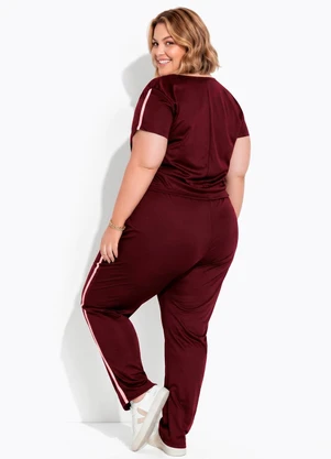 Marguerite - Conjunto Bordô com Blusa e Calça Plus Size - MARGUERITE