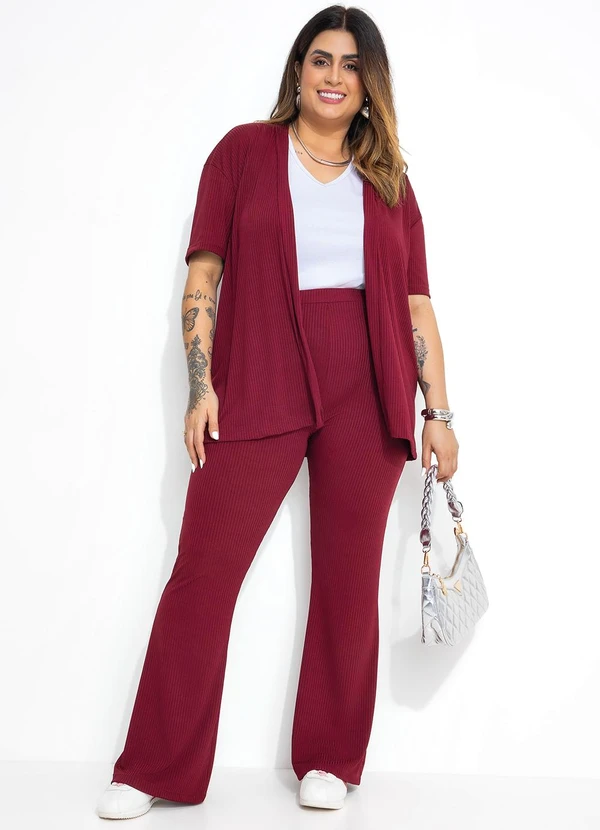 Marguerite - Conjunto Bordô em Canelado