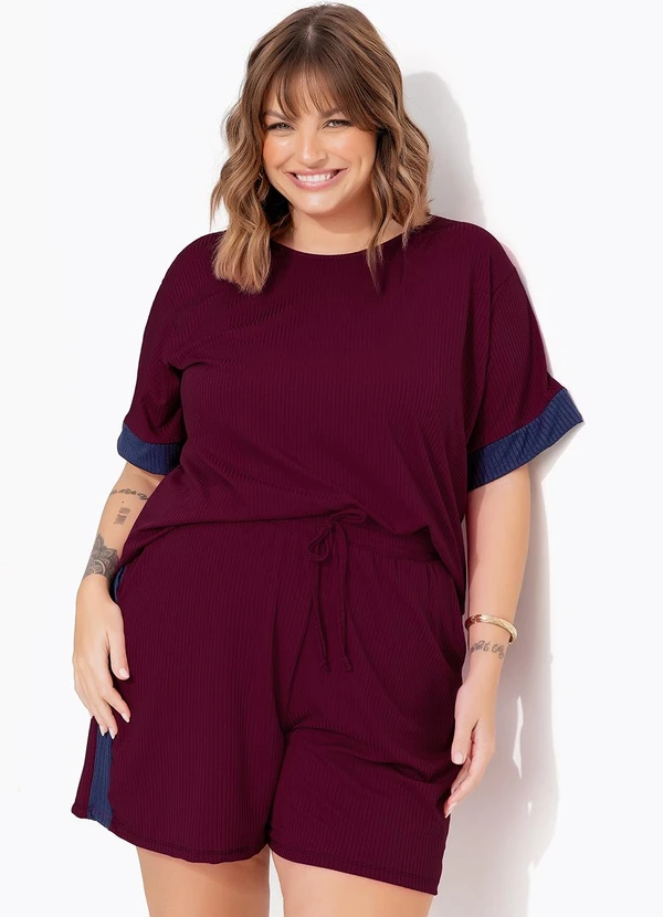 Marguerite - Conjunto Bordô em Canelado