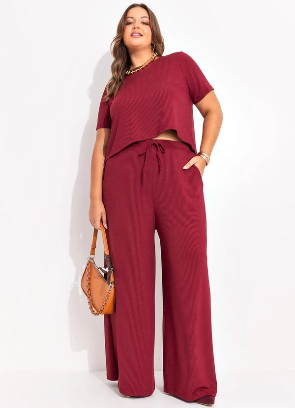 Marguerite - Conjunto Bordô em Canelado