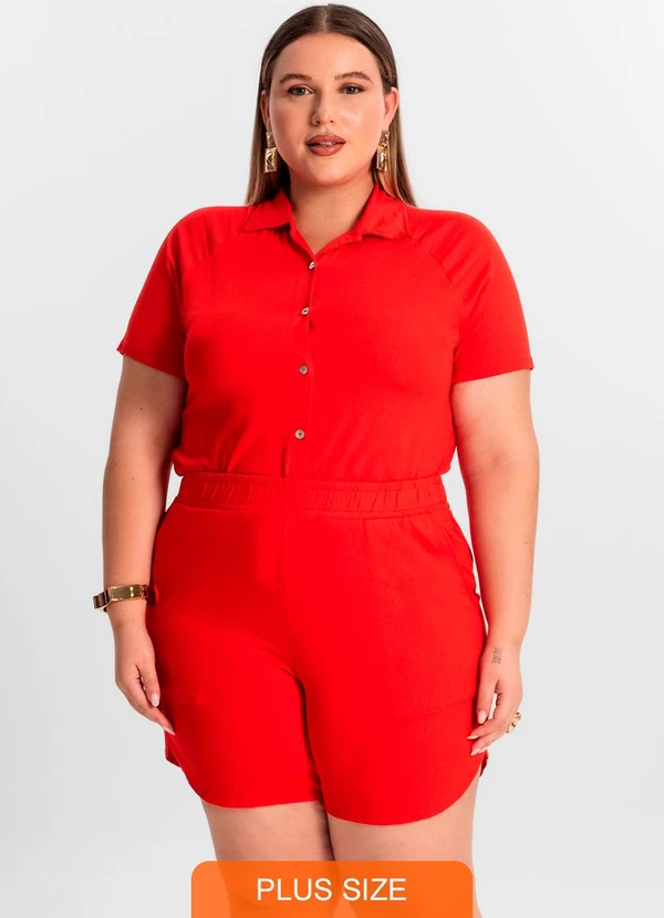 Secret Glam - Conjunto Camisa com Bermuda Laranja