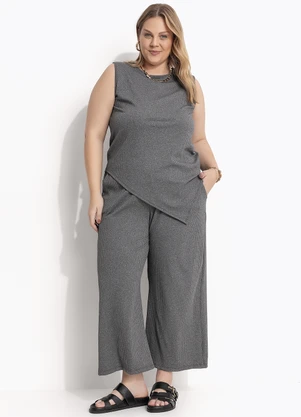 Marguerite - Conjunto Cinza Escuro em Canelado - MARGUERITE