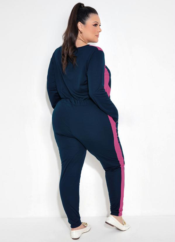 Marguerite - Conjunto de Calça e Blusa Marinho Pink Plus Size 3