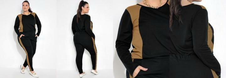 Conjunto de Cala e Blusa Preto Plus Size