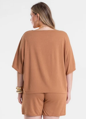 Secret Glam - Conjunto Feminino Blusa e Shorts Saia Marrom - SECRET GLAM