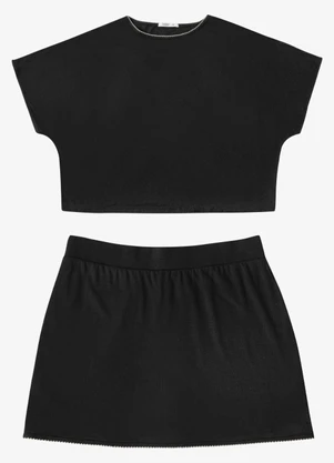 Secret Glam - Conjunto Feminino Blusa e Shorts Saia Preto - SECRET GLAM