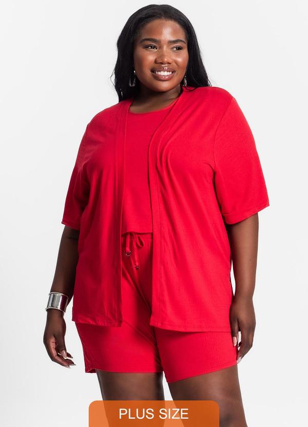 Secret Glam - Conjunto Feminino Plus Size 3 Peças Vermelho