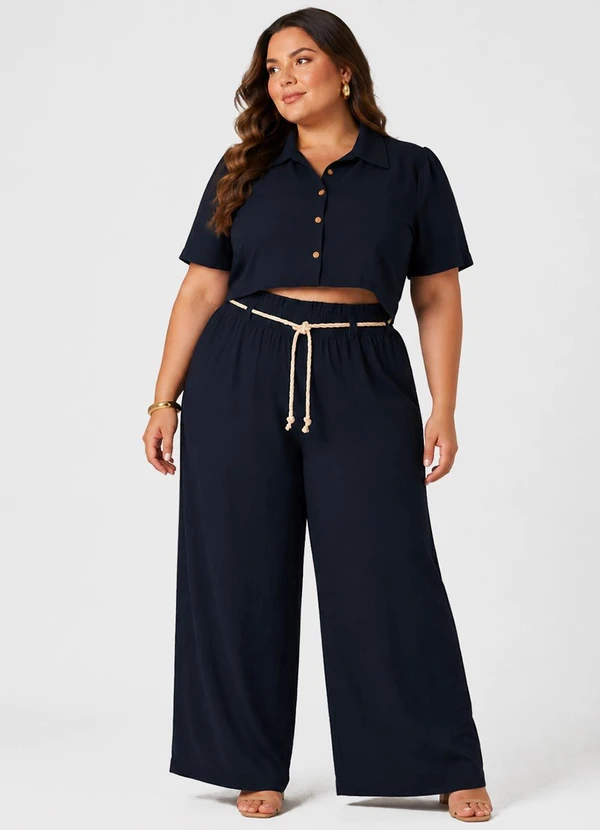 Rovitex - Conjunto Feminino Plus Size Azul