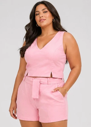 Rovitex - Conjunto Feminino Plus Size Linho Rosa - ROVITEX