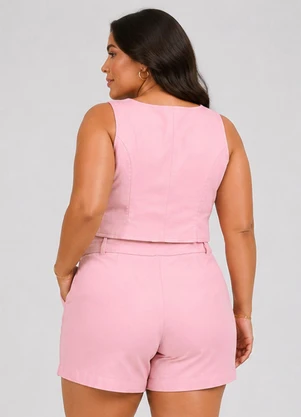 Rovitex - Conjunto Feminino Plus Size Linho Rosa - ROVITEX