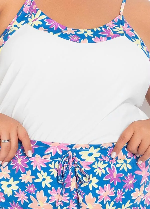 Marguerite - Conjunto Floral Azul e Off White Plus Size 3