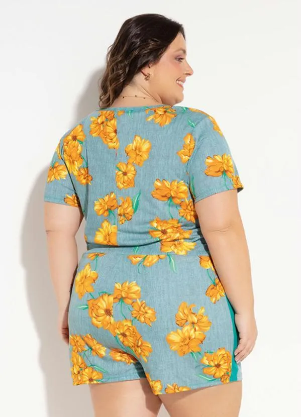 Marguerite - Conjunto Floral Blusa e Short Plus Size 2