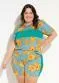 Marguerite - Conjunto Marinho e Caramelo Plus Size - variação: Floral