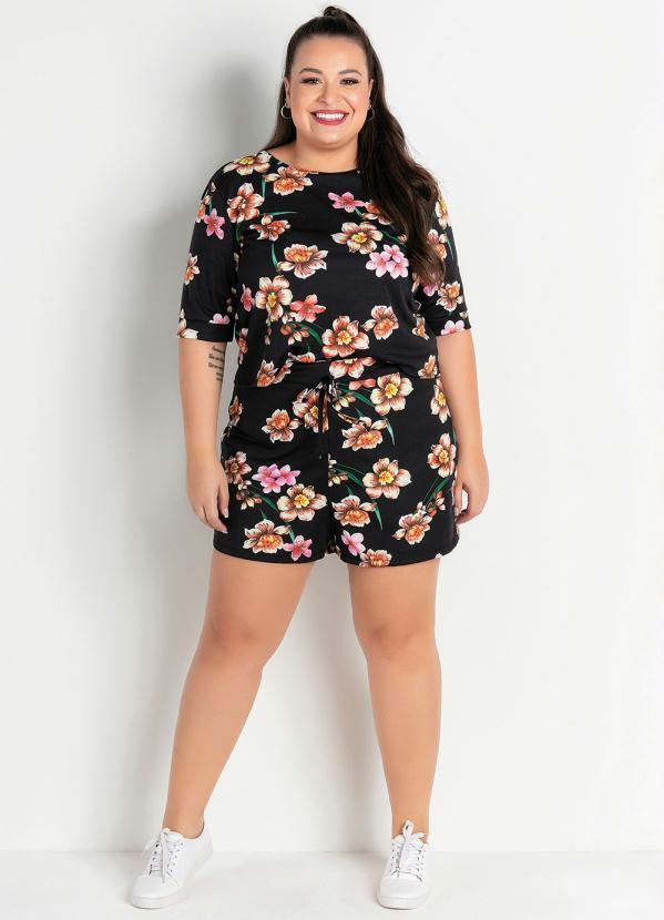 Marguerite - Conjunto Floral com Blusa e Short Plus Size 3