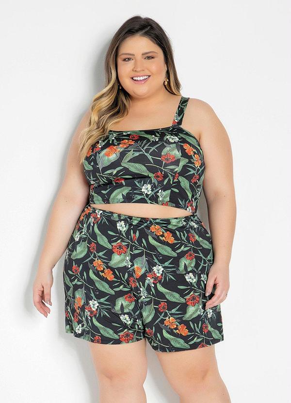 Marguerite - Conjunto Floral com Cropped e Short Plus Size 6