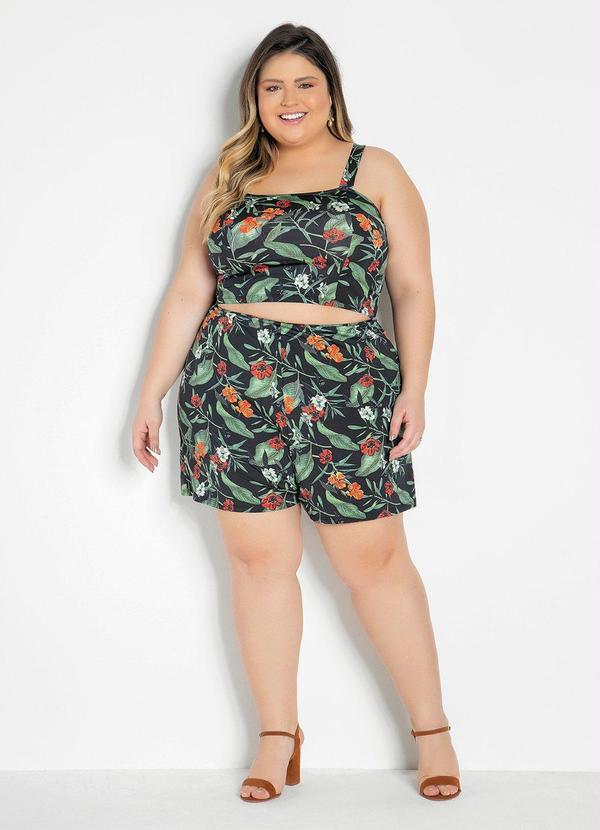 Marguerite - Conjunto Floral com Cropped e Short Plus Size 2
