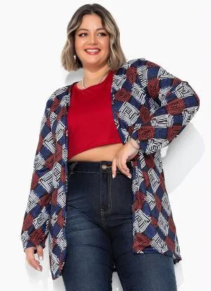 Marguerite - Conjunto Geométrico Cardigan e Cropped Plus Size - MARGUERITE