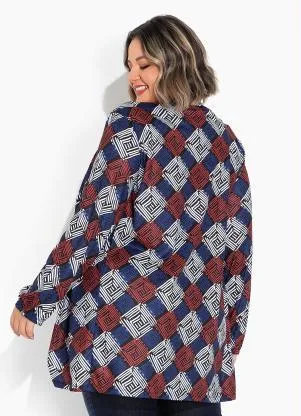 Marguerite - Conjunto Geométrico Cardigan e Cropped Plus Size - MARGUERITE
