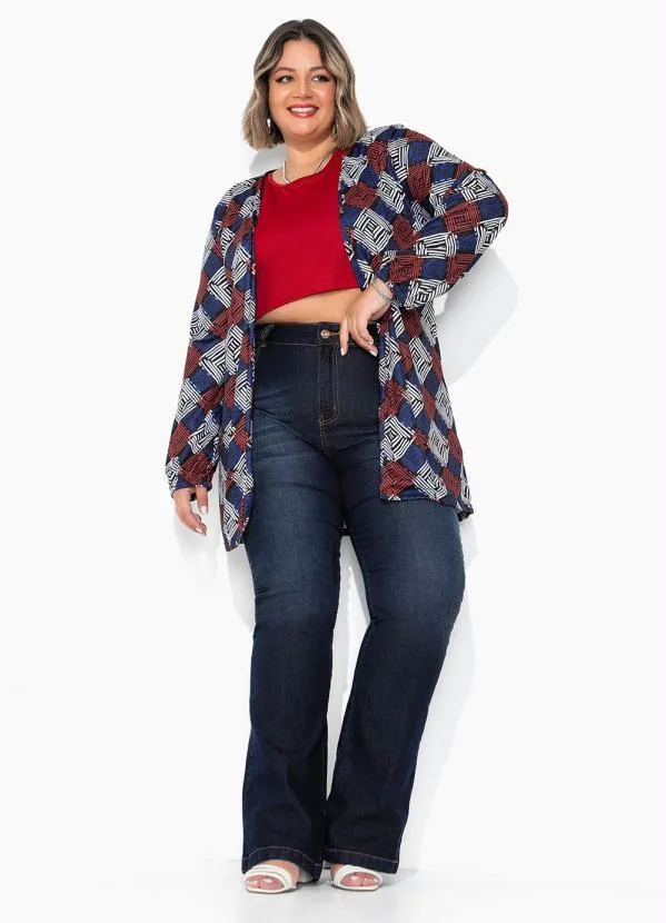 Marguerite - Conjunto Geométrico Cardigan e Cropped Plus Size 4