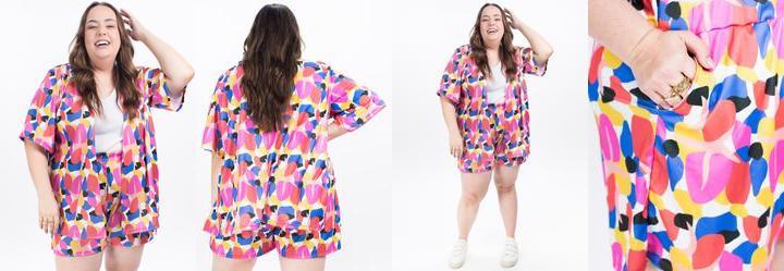 Conjunto Geomtrico Colorido em Jersey Acetinado