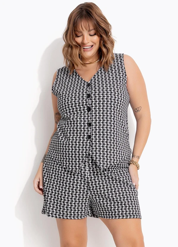 Marguerite - Conjunto Geométrico Preto em Moletinho