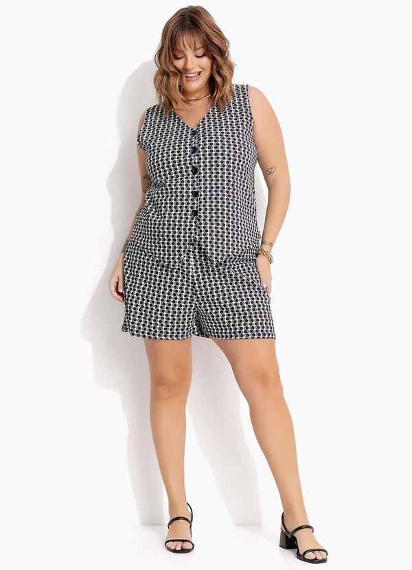 Marguerite - Conjunto Geométrico Preto em Moletinho 3