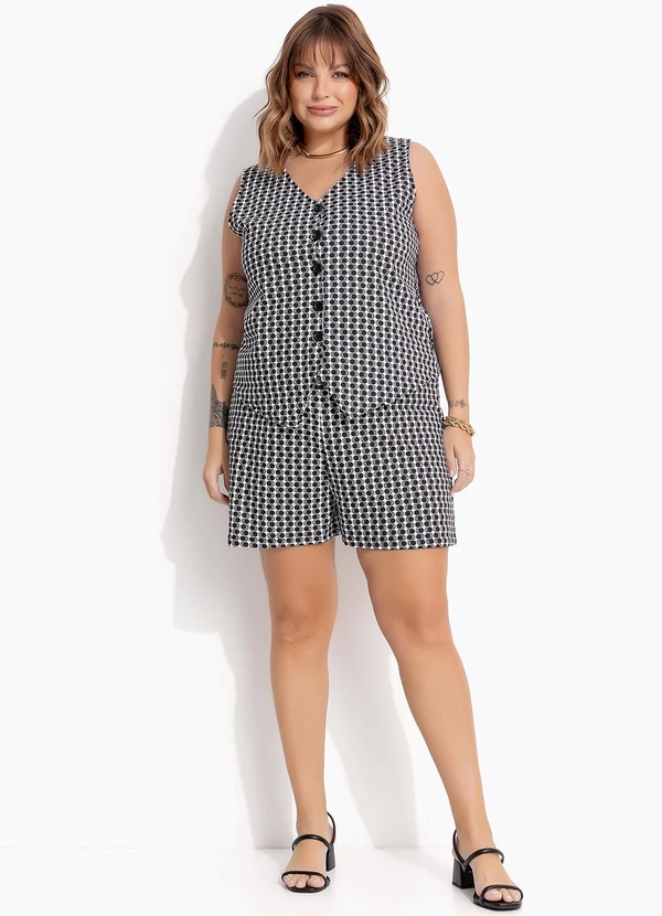 Marguerite - Conjunto Geométrico Preto em Moletinho 6