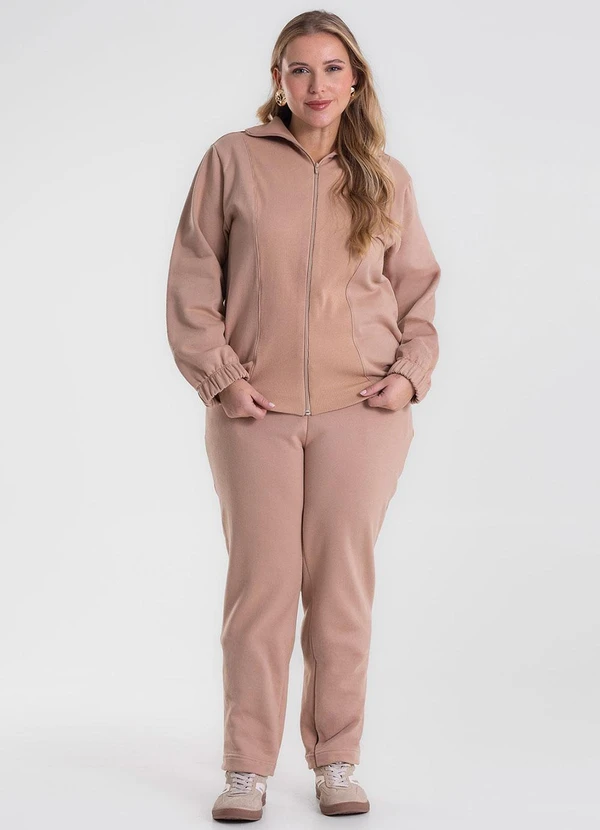 Secret Glam - Conjunto Jaqueta com Calça Moletom Marrom