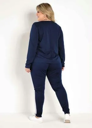Marguerite - Conjunto Jogger Marinho e Branco Plus Size - MARGUERITE