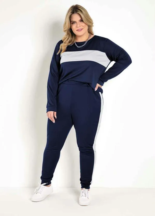 Marguerite - Conjunto Jogger Marinho e Branco Plus Size 3