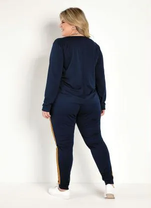 Marguerite - Conjunto Jogger Marinho e Caramelo Plus Size - MARGUERITE