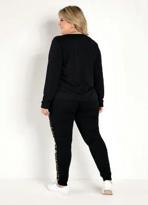 Marguerite - Conjunto Jogger Onça e Preto Plus Size - MARGUERITE