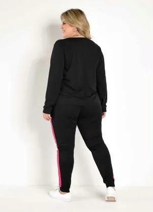 Marguerite - Conjunto Jogger Preto e Pink Plus Size - MARGUERITE
