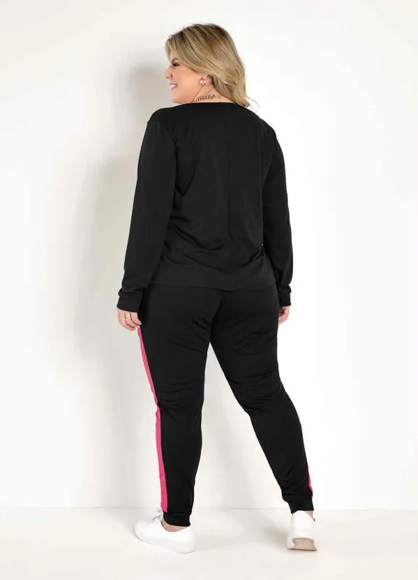 Marguerite - Conjunto Jogger Preto e Pink Plus Size 2