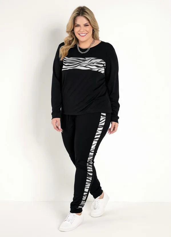 Marguerite - Conjunto Jogger Preto e Zebra Plus Size
