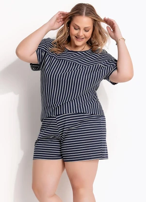 Marguerite - Conjunto Listrado Marinho em Meia Malha Listrada - MARGUERITE