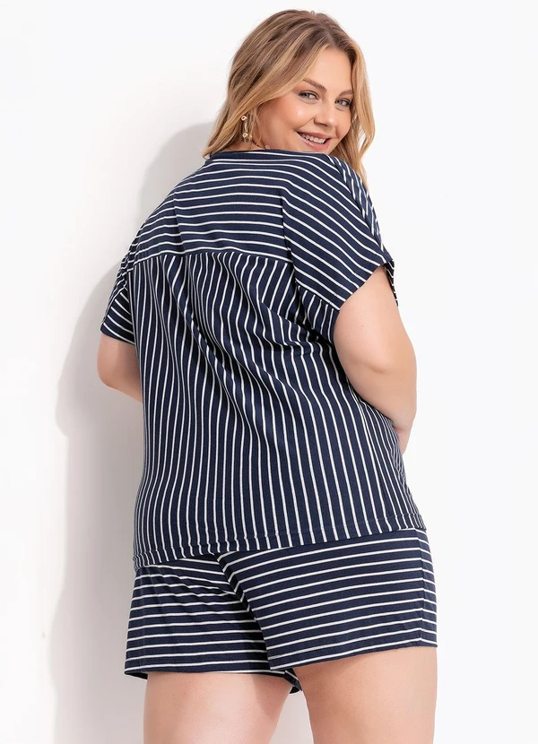 Marguerite - Conjunto Listrado Marinho em Meia Malha Listrada 2