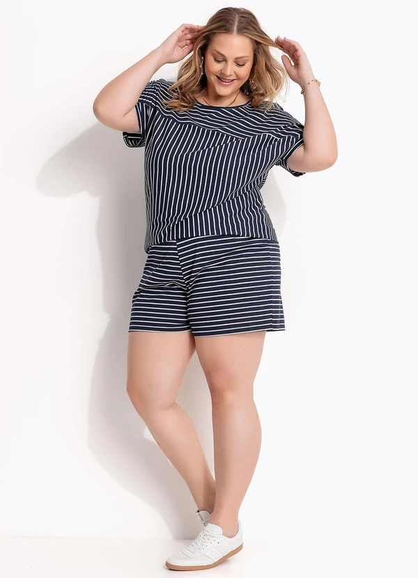 Marguerite - Conjunto Listrado Marinho em Meia Malha Listrada 5