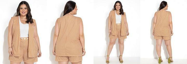 Conjunto Listrado Mostarda em Malha